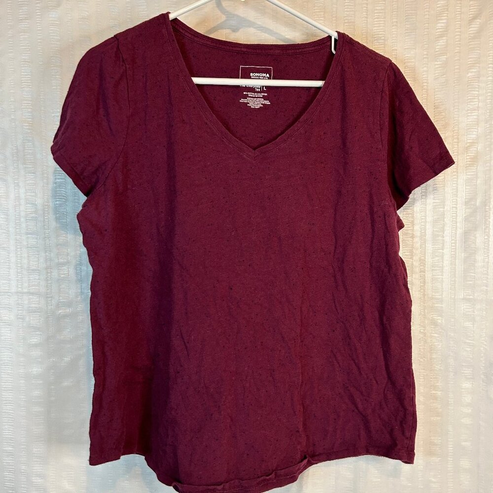 V-Neck Speckled Everyday Tee Womens Sz L